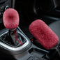 2PCS Plush Car Gear Shift Knob Cover & Handbrake Cover, Shift Knob Protector, Soft Fluffy Gear Handbrake Protective Sleeves, Shifter Lever Brake Handle Warm Plush Set for Cars (Wine Red) - color: Wine Red