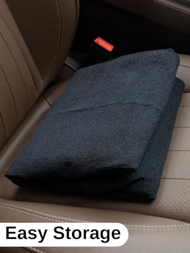 Terry Cloth seat Cover Universal Waterproof Car Sport Towel Seat Cushion Non-Slip Sweat-Absorbent Towel Cloth Suitable for Gym Workout, Universal Fit for Car SUV Van-Black