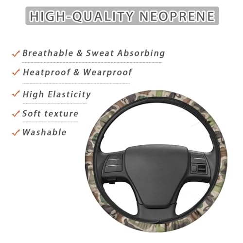 Camo Car Steering Wheel Cover for Men Duck Print Steering Wheel Covers with Elastic Edge Washable Automotive Accessories 15 Inch Gift for Holiday - color: Camo Hunting Duck
