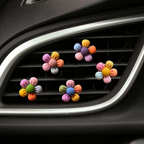 5 Pieces Vibrant Flower Car Air Vent Clips Cute Car Interior Decoration Accessories Colorful Car Charm Air Freshener for Girls Women