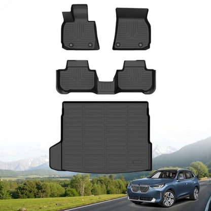 Hutisya-Floor Mats & Cargo Liner Set Fit for 2025 2026 BMW X3 / X3 M50 / 30 xDrive All Weather Protection Anti-Slip & Durable TPE Full Set Liners Automotive Accessories-Black - style: 4)For BMW X3 2025-2026 Full Set