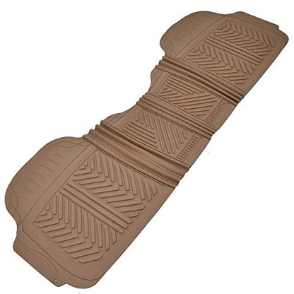 Motor Trend FlexTough 3-Row Heavy Duty Rubber Floor Mats & Liner Mega Truck/SUV/Van Combo, All Weather Protection Universal Trim to Fit Beige - color: Beige