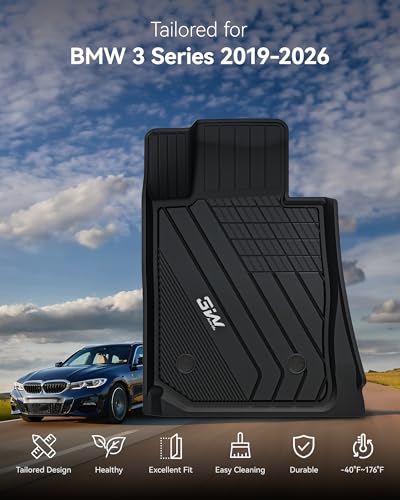 3W Floor Mats Custom Fit for 2019-2024 2025 2026 BMW G20 3 Series 330i 330e Sedan, TPE All Weather Floor Liner for BMW 3 Series G20 Accessories 1st and 2nd Row Full Set Car Mats (NOT for GT & 2 Door) - style: 5) 3 Series 2019-2026 | Floor Mats