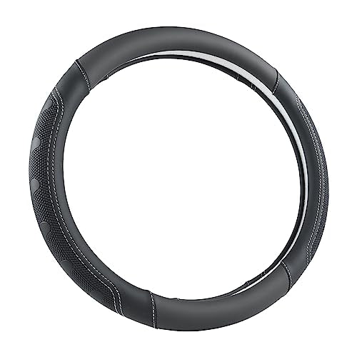 GIANT PANDA Car Steering Wheel Cover for RAM 1500 2500 3500, Compatible with Dodge RAM 15.5-16 inches - Black+Gray Line - color: A-Black+Gray Trim