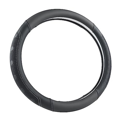 GIANT PANDA Car Steering Wheel Cover for RAM 1500 2500 3500, Compatible with Dodge RAM 15.5-16 inches - Black+Gray Line - color: A-Black+Gray Trim