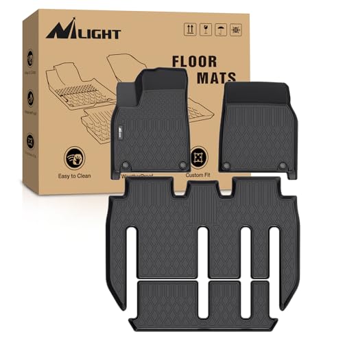 Nilight TPE Floor Mats for Tesla Model X 7 Seater 2022 2023 2024 2025 2026 All Weather Custom Fit Heavy Duty Floor Liners - color: 2022-2026 Tesla Model X 7 Seat Floor Mat