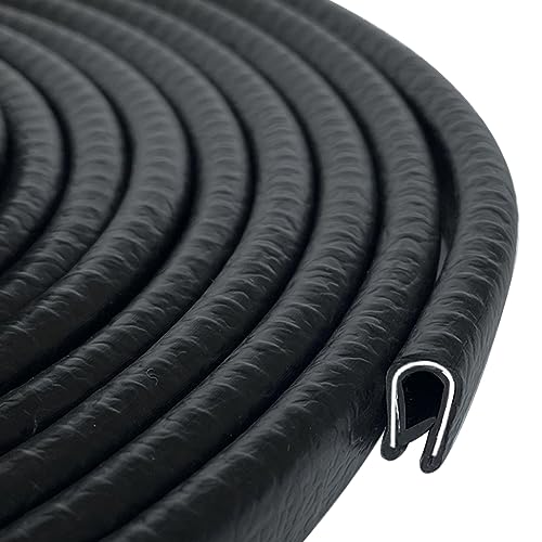 Rubber Edge Trim Black 26Feet, Fits 1/16” Edge, Flexible U Channel Rubber Seal Strip for Sharp/Rough Surfaces, Automotive, Trucks, Boats - color: Black-Fits 1/16” Edge
