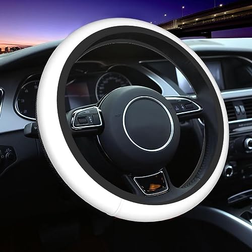 Elastic Stretch Steering Wheel Cover,Warm in Winter and Cool in Summer, Car Universal 15 inch, Microfiber Breathable Ice Silk, Anti-Slip, Odorless, Easy Carry,White - color: White