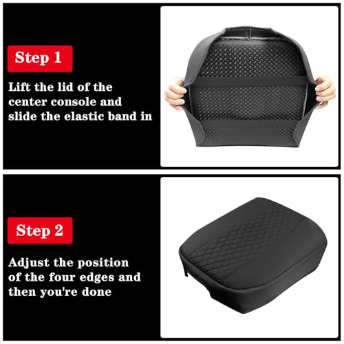 Sze Center Console Cover Compatible with Chevy Silverado GMC Sierra 1500 2500 3500 2019-2026 Tahoe Suburban Yukon 2021-2026, Heavy Duty Faux Leather Middle Armrest Pad Cushion, Bucket Seat Only - color: GMC Sierra 2019-2025