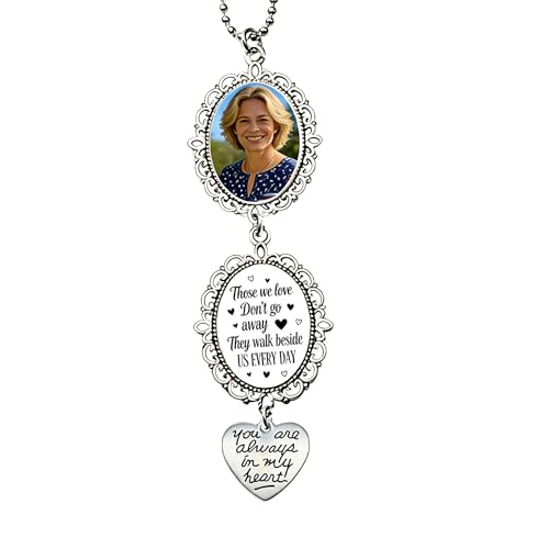 Custom Photo Car Hanging Ornament, Personalized Picture Rearview Mirror Decor with Meaningful Memorial Quote, Unique Sympathy Keepsake Gift - color: Gem-7