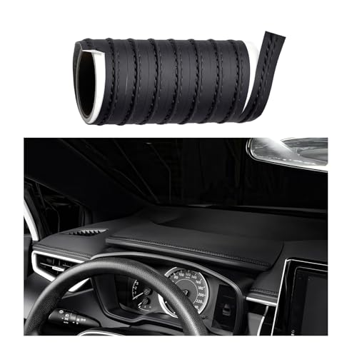 Car Interior Trim Strips, Automotive Flexible Leather Moulding Line for Door Panel Gap, Universal DIY Decorative Dashboard Line Strip Fit Cars Trucks SUVs, Car Accessories (Black)