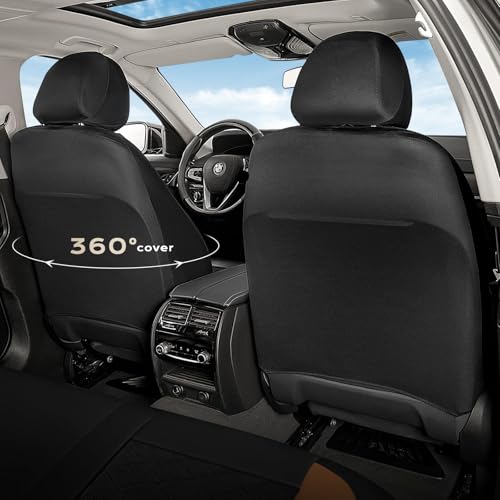 Coverado Car Seat Covers, Front Seat Covers, 2 Front Automotive Seat Cover, Mesh Breathable Seat Protectors, Universal Fit for Most Cars - color: Black_Brown, size: Front