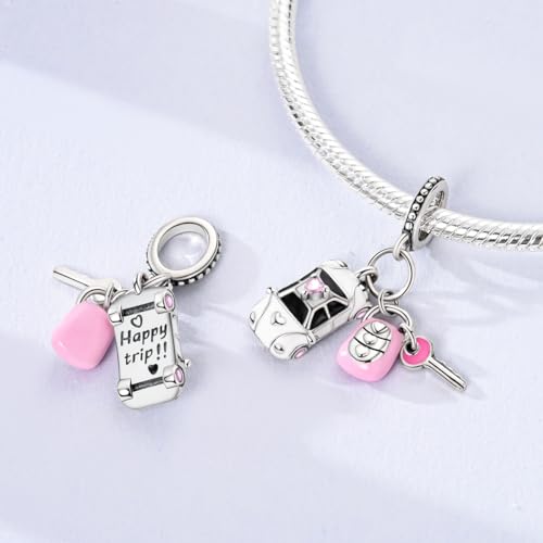 NARMO Charms for Bracelets 925 Sterling Silver Star Dangle Charms Car Keys Lipstick Dangle Charm Beads for Women Bracelets Necklace - color: Car Keys