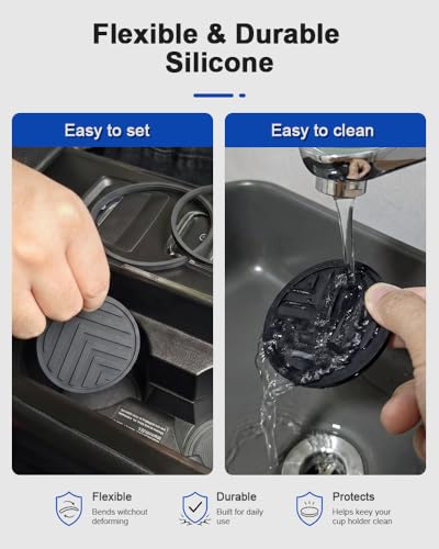 FitRing Adjustable Car Cup Holder Coasters, 2.75"–3.54" Adjustable Diameter, Silicone Coaster Upgrade Helps Reduce Side Gaps and Stay Put, 2-Pack - color: Leaf Green