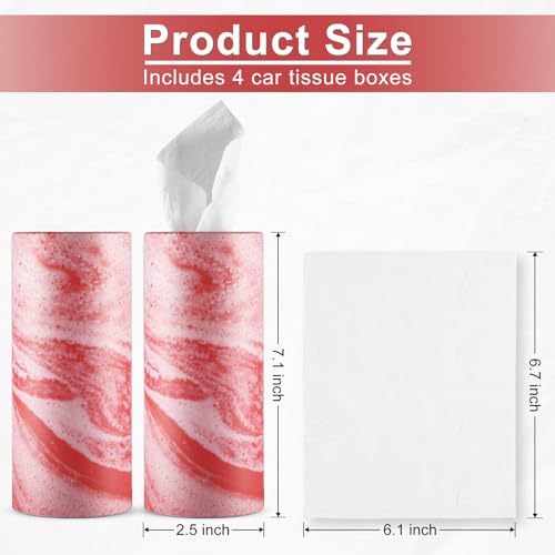 Car Tissue Holder, 4 Pack Car Cup Holder Facial Tissues with Travel Tissue Bag, Quick and Convenient Flower Combination Car Tissue Box(4 Canisters/200 Tissues) Orange