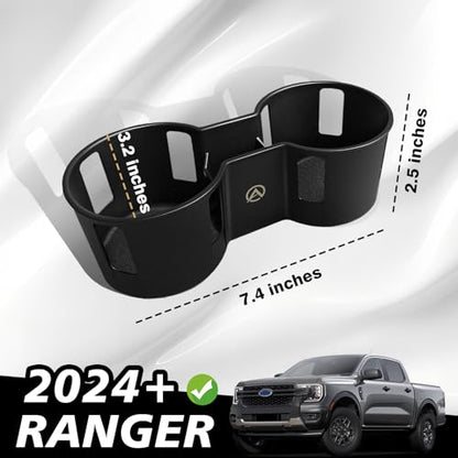 Muslogy Center Console Cup Holder Inserts Compatible with 2024 2025 2026 Ford Ranger Accessories Middle Console Drink Holder Silicone Black Organizer Non-Slip Drink Stopper - size: 2024+ Ranger cup holder