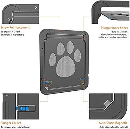 LESTP Pet Door - Automatic Lock Dog & Cat Screen Protector for Sliding Doors (Large) - size: Large