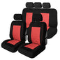 Universal Fit Diamond Stitched Flat Cloth Car Seat Covers Full Set - Red - color: Red