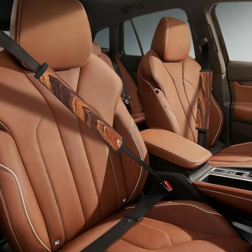 Wood Steering Wheel Cover Elastic Non-Slip Car Steering Wheel Covers with Seat Belt Shoulder Pad for Women Men - color: Wood