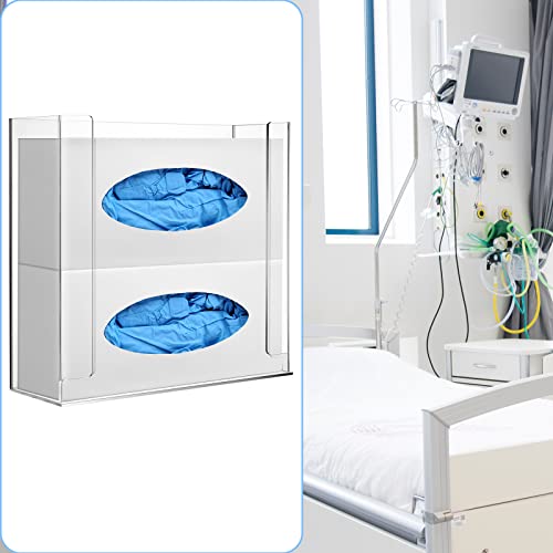 Weysat Wall Mounted Acrylic Glove Box Holder Double Dispenser Floating Glove Box Organizer Storage Rack for 2 Boxes for Kitchen Cleaning Closet Lab Exam Office (10.6 W x 10.0 H x 3.5 D) - size: 10.6" W x 10.0" H x 3.5" D
