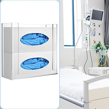 Weysat Wall Mounted Acrylic Glove Box Holder Double Dispenser Floating Glove Box Organizer Storage Rack for 2 Boxes for Kitchen Cleaning Closet Lab Exam Office (10.6 W x 10.0 H x 3.5 D) - size: 10.6" W x 10.0" H x 3.5" D
