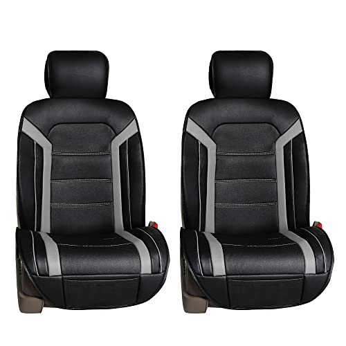 FH Group Front Set Faux Leather Car Seat Cushions - 2 Pack Seat Covers for Cars Trucks SUV, Waterproof, Universal Fit Seat Covers, Red/Black - color: Red - Front Set