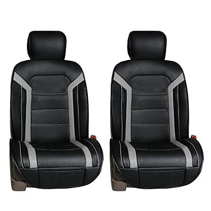 FH Group Front Set Faux Leather Car Seat Cushions - 2 Pack Seat Covers for Cars Trucks SUV, Waterproof, Universal Fit Seat Covers, Red/Black - color: Red - Front Set