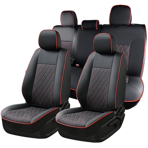 Coverado Tacoma Leather Seat Covers, Car Seat Covers Custom Fit for 2005-2023 Toyota Tacoma Double & Crew Cab SR SR5 Limited TRD Sport/Pro/Off Road (Fullset, Red) - color: Red, size: Fullset（2016-2023）