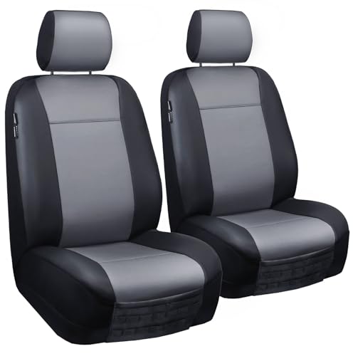 LPI Truck Heavy Duty Car Seat Covers for Front Seats; Fits Sedans and SUVs, Includes Front and Rear Storage Pockets, Built-in Molle Style Organizer; Semi-Custom Fit; Black/Grey, 2pcs - color: Sedan Seat Cover Grey