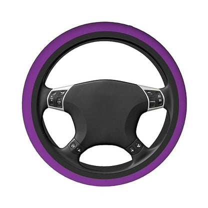 Elastic Stretch Steering Wheel Cover,Warm in Winter and Cool in Summer, Car Universal 15 inch, Microfiber Breathable Ice Silk, Anti-Slip, Odorless, Easy Carry,Purple - color: Purple