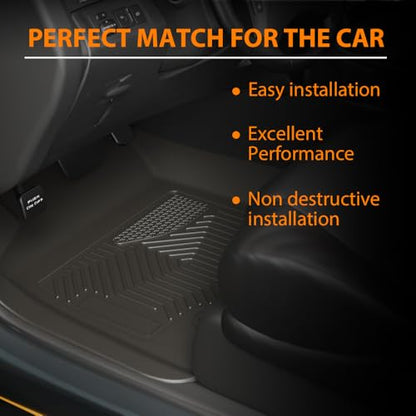 G-PLUS Floor Mats Fit for Chevy Silverado/GMC Sierra 1500 2500HD 3500HD Crew Cab 2019-2025(Fit with Rear Under-Seat Storage), TPE All Weather Custom Fit Floor Liner Car Mats 3 Piece Black