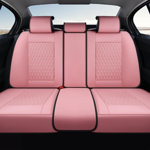 Coverado Rear Seat Covers, Leather Seat Cover for Car, Universal Waterproof Automotive Seat Cushion Protector for Most Cars Trucks SUV (Pink) - color: A/Pink, size: Rear