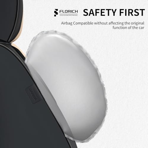 Seat Covers, Car Seat Covers Front Seats, Luxury Nappa Leather Seat Covers, Breathable and Waterproof Car Seat Protector 2 Seat, Automotive Seat Covers Universal for Most Cars-Black&Beige