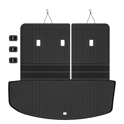 Auxko All Weather Cargo Mat & Back Seat Protector Fit for Hyundai Palisade 2026 7/8 Seaters TPE Rubber Trunk Liner Accessories Odorless Anti-Slip Cargo Tray