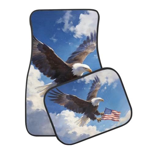 Eagle Print 4pcs Set Car Front & Back Seats Foot Mats Automobile Durable Floor Carpets for Women Men - color: Eagle