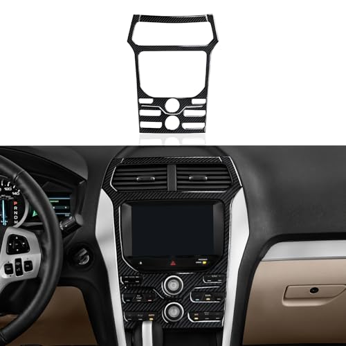 Car Central CD Panel Sticker Carbon Fiber Decal Interior Trim Cover for Ford Explorer Sport 2010-2015 Accessories(B) - color: CD Panel B
