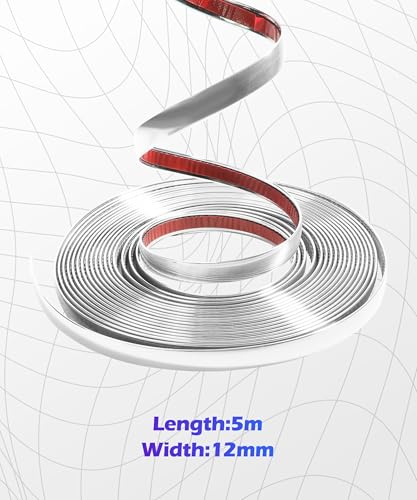 1/2 Inch Wide Chrome Tape,25FT Chrome Tape for Cars,Car Accessories Car Trim,Automotive Chromes Trim Molding,Auto Body Chromes Trims Strip,Universal Trims for Most Truck RV Door Window