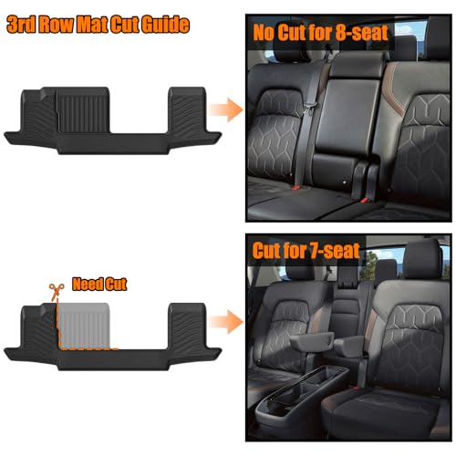 Auxko All Weather Floor Mats Cargo Mat Back Seat Mat Fit for Nissan Pathfinder 7&8 Seat 2026 2025-2022 TPE Floor Liner Trunk Mat Pathfinder Accessories All Season Odorless Anti-Slip Black - size: 1) pathfinder 8p|2022-2026|all set