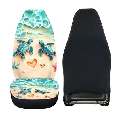 Beach Sea Turtle Car Seat Covers Set for Front and Rear 4 Pack Universal Vehicle Bucket Seat Pad Breathable Split Bench Seat Protector Full Set Travel Seat Cushion Covers Set - color: Beach Turtle