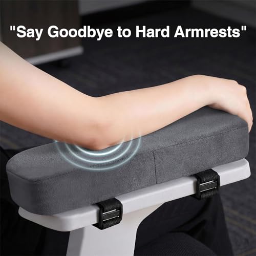 Smiry Ergonomic Office Chair Armrest Pads, Memory Foam Arm Rest Covers, Non-Slip Armrest Cushion with Adjustable Buckles and Straps, Elbow Relief for Desk, Gaming & Wheelchair (Dark Grey, Set of 2) - color: Dark Grey