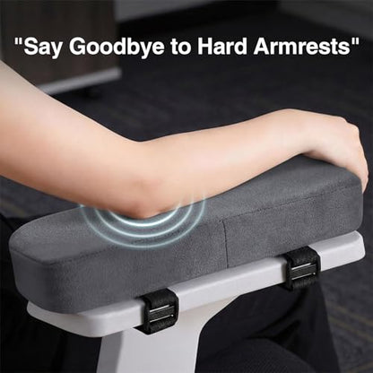Smiry Ergonomic Office Chair Armrest Pads, Memory Foam Arm Rest Covers, Non-Slip Armrest Cushion with Adjustable Buckles and Straps, Elbow Relief for Desk, Gaming & Wheelchair (Dark Grey, Set of 2) - color: Dark Grey