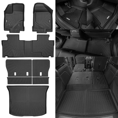 Custom Fit Floor Mats for 2007-2014 Ford Edge/2007-2015 Lincoln MKX, All Weather TPE Floor Liners with Trunk Mat & Backrest Protectors, Odorless Full Set Interior Accessories - size: 1)Edge|2007-2014