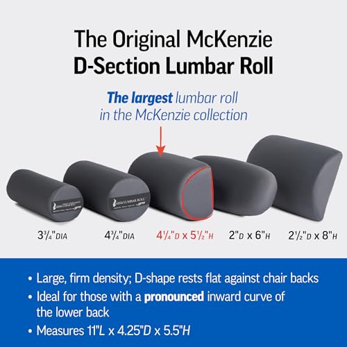 OPTP The Original McKenzie D-Section Lumbar Roll – USA-Made Low Back Lumbar Support Pillow for Office, Back Pillow for Car and Travel. The Preferred Lumbar Pillow of Physical Therapists.