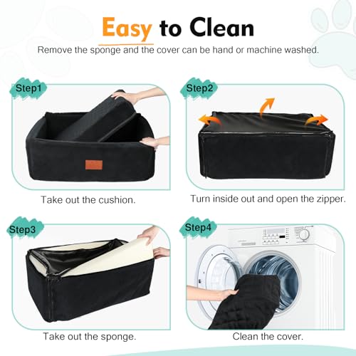 Dog Car Seat for Large Medium Dogs,Portable Washable Pet Car Seat Under 55 lbs,Dog Booster Seat with Thick Cushion,2 Safety Leashes Travel Car Dog Bed - color: Black