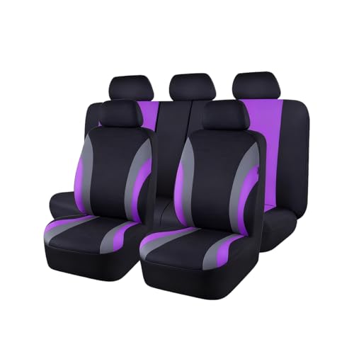 Car Seat Covers Full Set, Sports Breathable Mesh Vehicle Front ＆ Rear Seat Protectors, Automotive Interior Protection Accessories, Universal Fit (Purple) - color: Purple, size: 9PCS