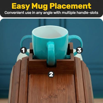 Bamboo Couch Holder - Non-Slip Furniture Protector, Sofa Armrest Table for Mugs & Tumblers – Weighted 16” Large Brown Bamboo Holder for Recliners and Loveseats - color: Brown
