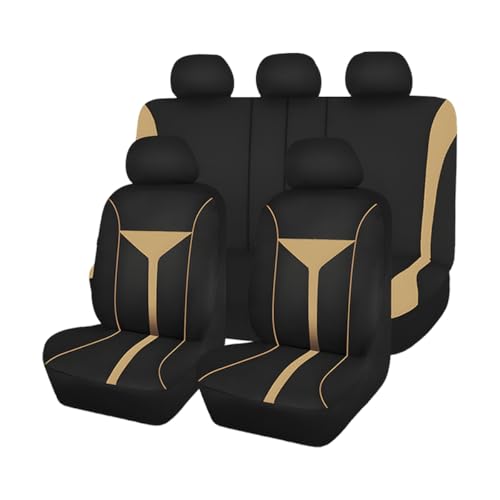 Zpana Car Seat Cover Full Set, Breathable Vehicle Front Seat and Rear Bench Split Protector, Washable Dustproof Automotive Seat Pad Accessories (Beige) - color: Beige, size: Full Set
