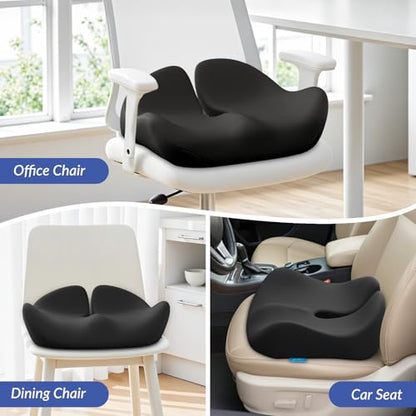 Pioneering Seat Cushion for Pressure Relief, Ergonomic Office Chair Cushion for Sciatica, Back, Hemorrhoids & Tailbone Pain Relief, High-Density Memory Foam Car Seat Cushion with Anti-Slip Base