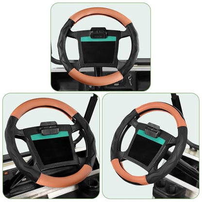 10L0L Golf Cart Steering Wheel Cover for Yamaha, Club Car DS & Precedent 1981-up, 14 Inch Black Brown - color: Black Brown