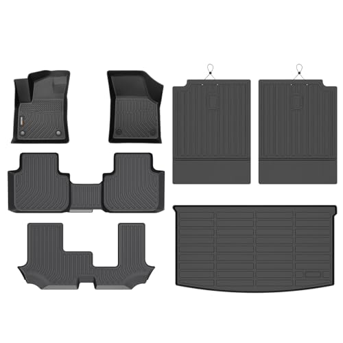 Binmotor-All Weather Floor Mats & Cargo Liner for Volkswagen Atlas 2018-2026 (7 Passenger Bench Seating), 3 Rows Full Set Car Mats TPE, Heavy Duty Car Floor Liners Guard for VW Atlas Accessories - style: 1) Car Mats for VW Atlas 7 Seats (2018-2026) full s